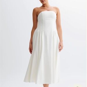 Meshki Strapless White Midi Dress